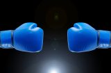 two blue boxing gloves