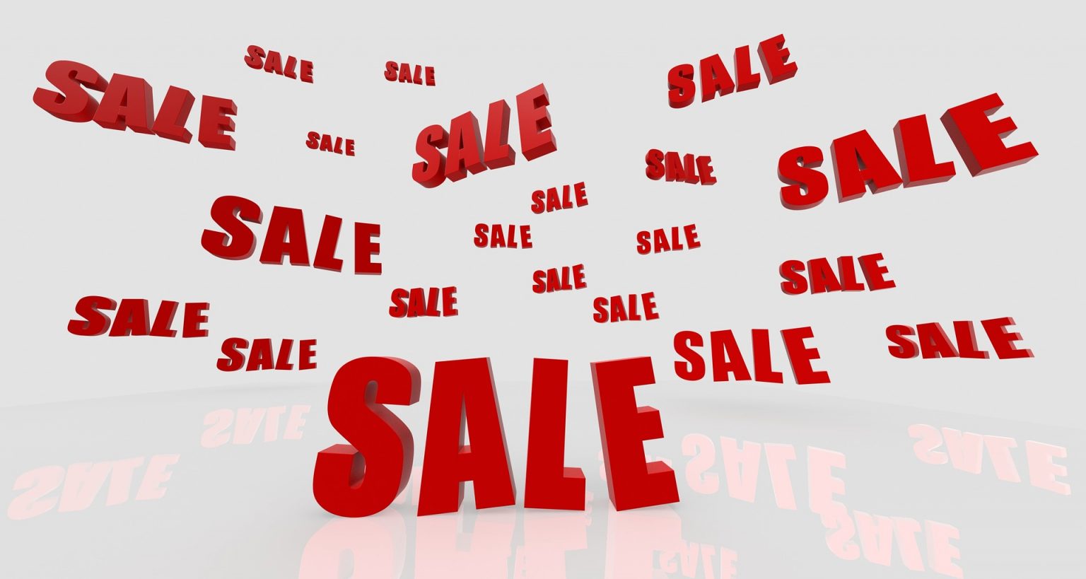 red sale signs in the sky