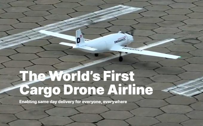 a dronamics drone on a runway