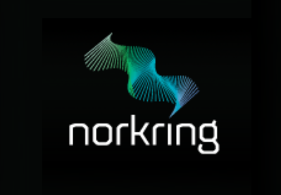 norkiring's blue and green wave like logo set against a black background