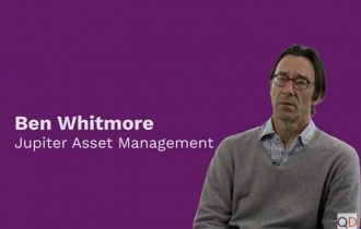 Jupiter's Ben Whitmore against a purple (alliance trust colours) background