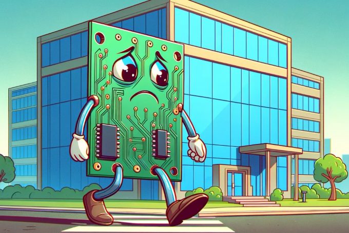 a cartoon of a miserable looking silicon chip