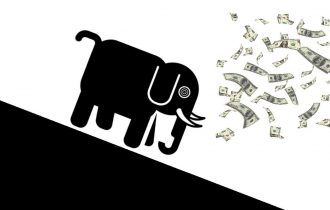 Hipgnosis elephant chasing falling dollar bills
