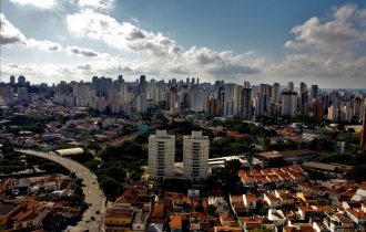 a view of Sao Paolo looking towards a cluster of high rise buildings