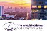 a view of dawn across an asian city underneath which is the scottish oriental smaller companies logo