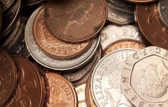a pile of UK coins