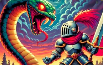ai generated image of a knight in armour fighting a dragon