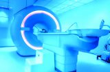 MRI - Magnetic resonance tomography imaging scan device in blue color