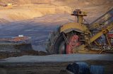an excavator in a mine