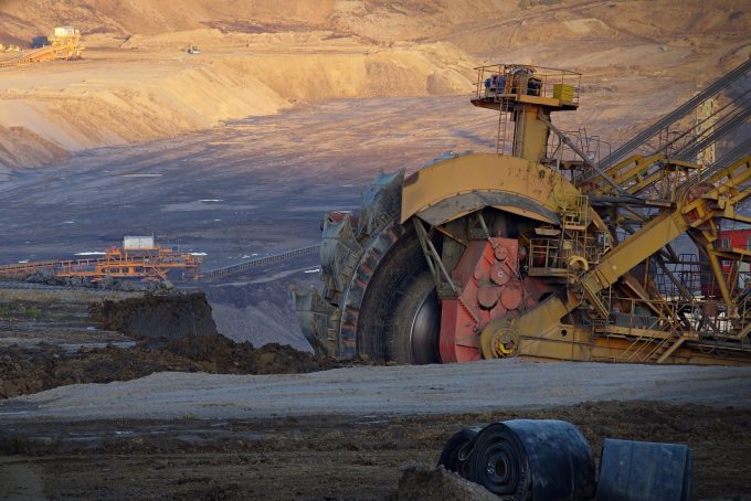 an excavator in a mine