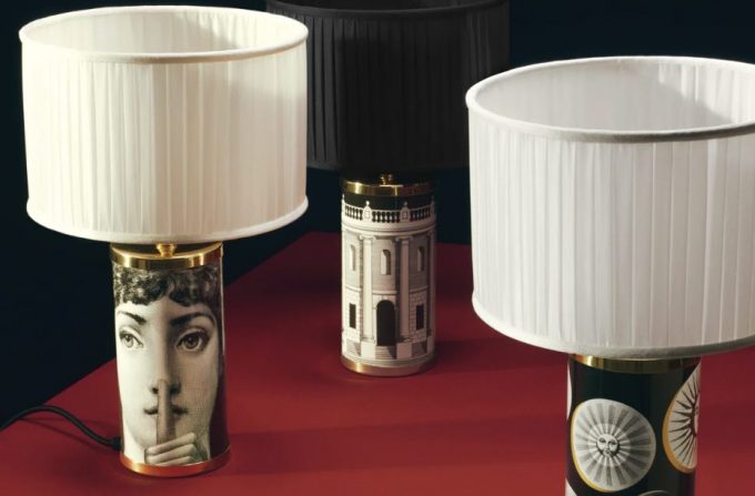 lamps with classic fornasetti face images on them