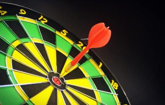 Bulls eye on a darts board