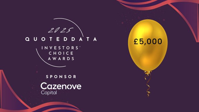 the quoteddta 2025 awards logo next to a gold balloon with £5,000 written on it
