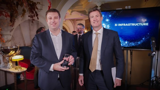 Jonathan Doberman, director, infrastructure finance at 3i Group (left), collects 3i Infrastructure's Best Alternative Assets for Income award in 2025.