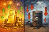 A gold bullion next to a bin