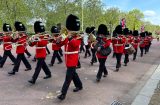 a band of the guards marches down the mall in London