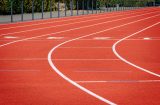 picture of a running track showing curve to the right