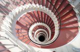 looking down on a spiral staircase