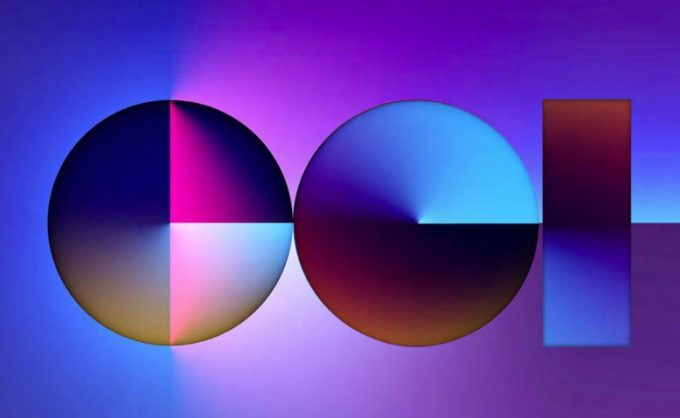 a stylised image representing the letters OCI in shades of blue purple and pink