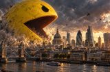 a pacman like entity eating the City of London